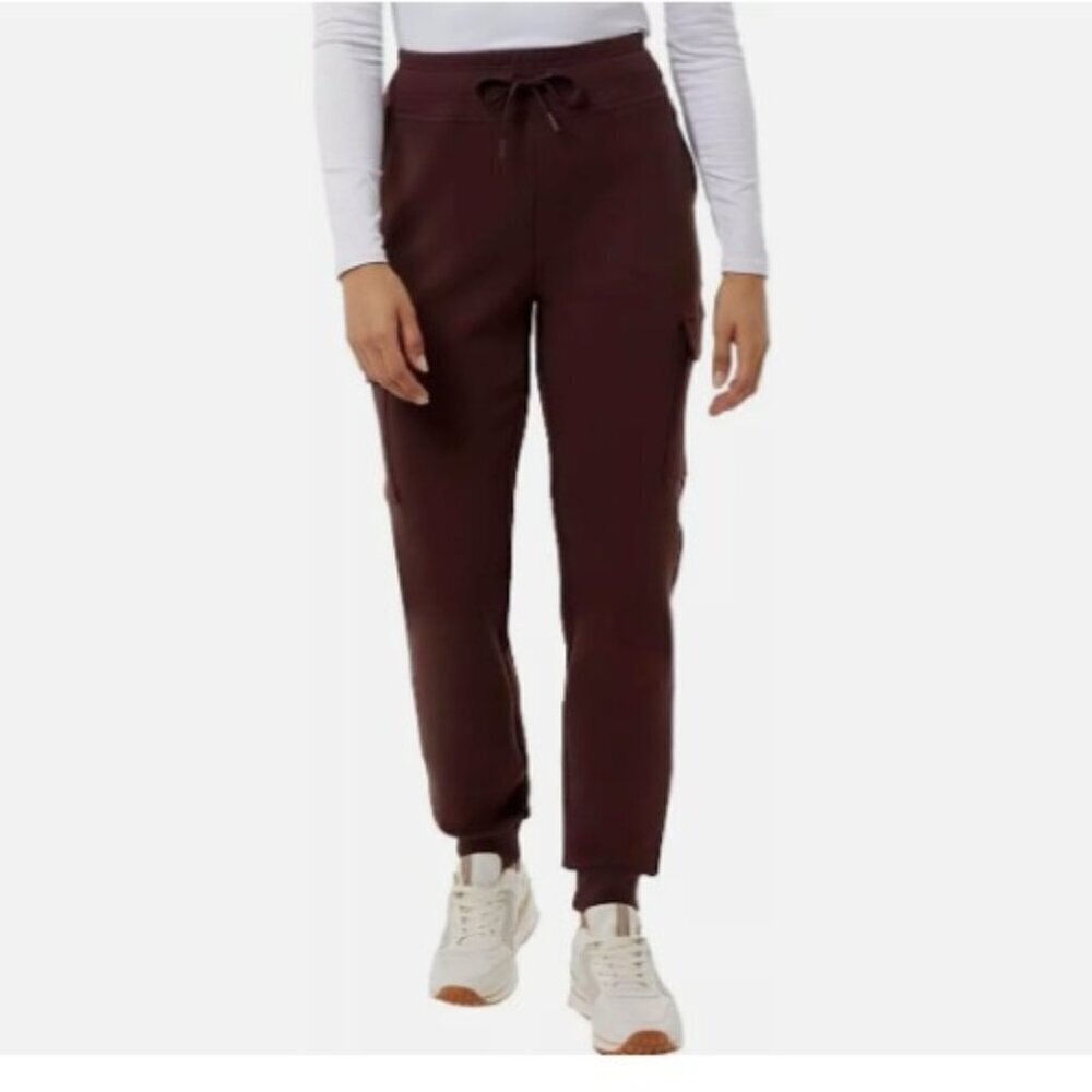 NEW 32 Degrees Heat Womens L Burgundy Cargo Jogger Pants Polyester & Spandex